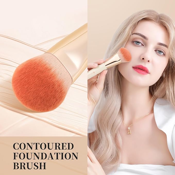 DUcare Foundation Contoured Brush - Concealer Brush Under-Eye Concealing and Contouring Makeup Brushes - Face Brush For Liquid Or Cream Foundations