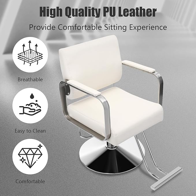 Barber Chair Salon Chair for Hair Stylist Hair Chair for Barbershop Home Height Adjustable & 360° Swivel Styling Salon Chairs Spa Beauty Salon Equipment, Max Load Weight 440Lbs