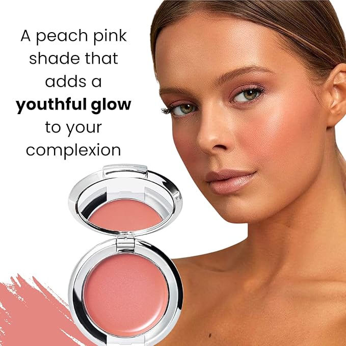 Nude Envie - Cream Blush - Creamy & Blendable for Easy Application - Pigmented Long-Lasting Dewy Finish - With Hyaluronic Acid - Mirror Compact - Vegan, Paraben-Free & Cruelty-Free - Peachy