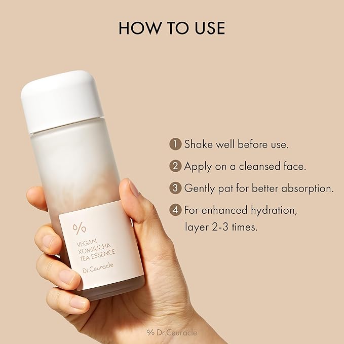 Dr.Ceuracle Vegan Kombucha Tea Essence - Hydrating Milky Toner with Kombucha Tea Extract, Centella Asiatica, Ceramide, Korean Skincare Essence (150 ml / 5.07 fl. oz.)