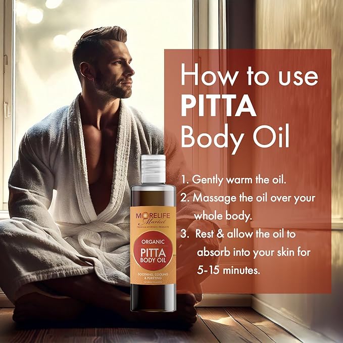 Pitta Body Oil | Premium Ayurvedic Massage Oil with Organic Neem, Chamomile, Lavender & Cooling Herbs for Sensitive Skin | Soothing & Purifying Daily Ritual – 7 oz Bottle