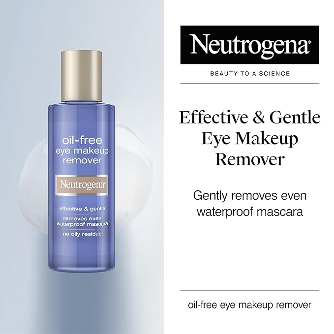 Neutrogena Gentle Oil-Free Eye Makeup Remover & Cleanser for Sensitive Eyes, Non-Greasy Makeup Remover, Waterproof Mascara Remover, Dermatologist & Ophthalmologist Tested, 8 fl. oz