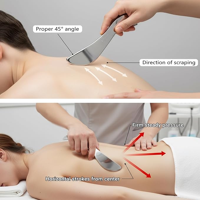BYYDDIY Stainless Steel Gua Sha Muscle Scraper Tool,Scar Tissue Tool,Physical Therapy Tools,Muscle Scraping Tool,Guasha Massage Scraper,IASTM Tools,Skin Scraping Tool,Soft Tissue Massage Tool