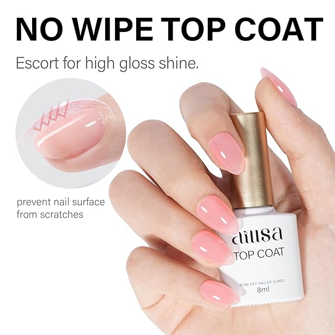 AILLSA Almond Nail Kit with U V Lamp 240pcs Short Gel Nail Tips and Glue Gel Kit with 2 in 1 Nail Glue Base Top Coat and Nail Dehydrator for Beginners DIY Home Salon