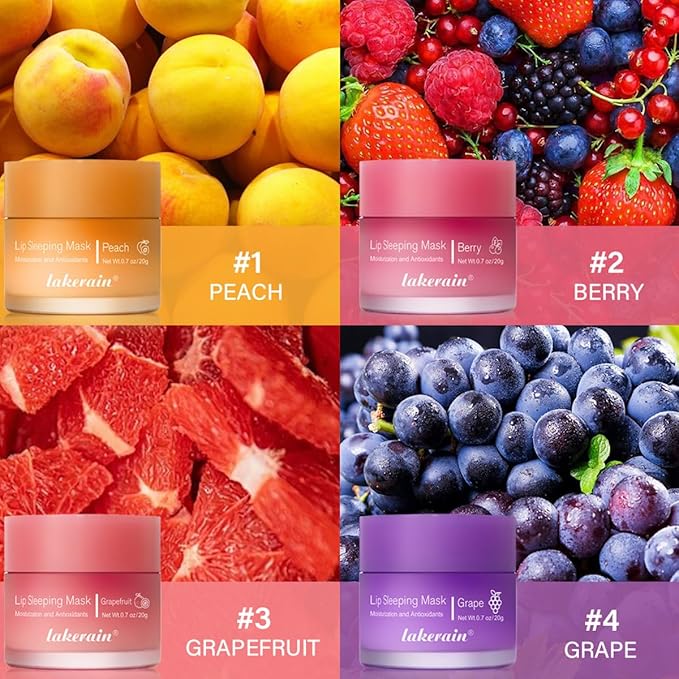 Hydrating Lip Sleeping Mask, Long Lasting Hydrating Night Lip Balms for Intensive Moisturizing and Care, Prevention Dry and Crack (GRAPEFRUIT) 0.7 OZ