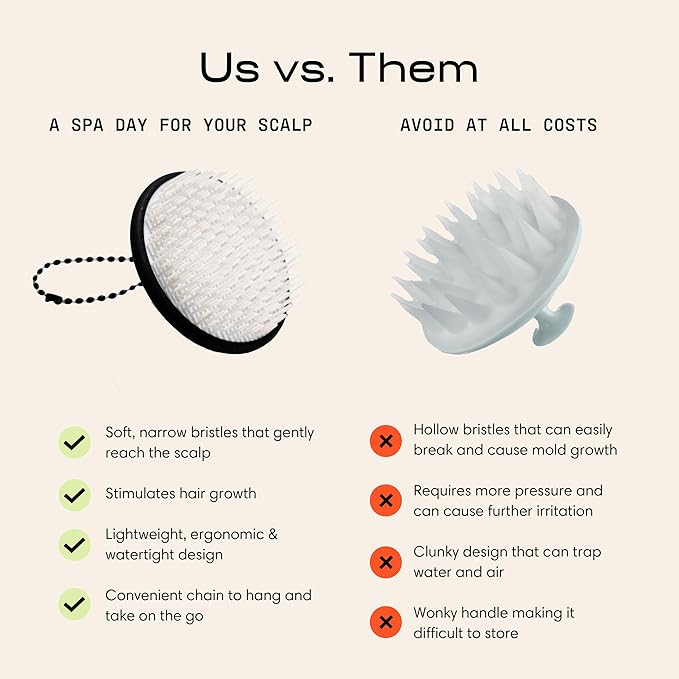 Jupiter Exfoliator Brush For Removing Dandruff & Build-Up - Detangling Scrubber For Wet or Dry Hair - Supports Circulation & Growth - For All Hair Types - Black, 2 Pack