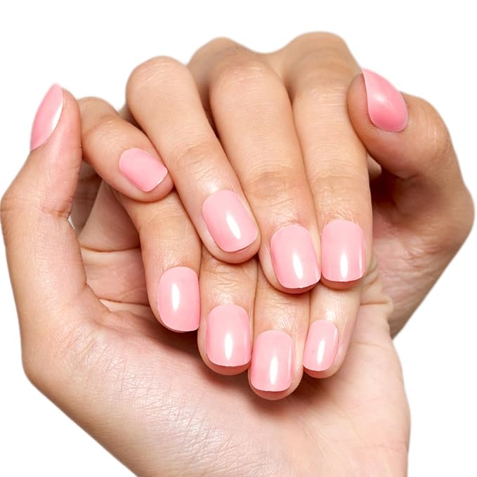 GLAMERMAID Extra Short Press on Nails 24PCS, Light Pink Fall Gel Glue on Nails, Glossy Round Reusable UV Finish Fake Nails Acrylic False Nails Manicure Kits for Women