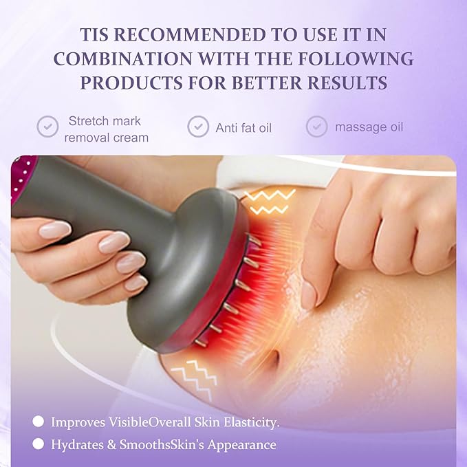 Lymphatic Drainage Massager，Help Reduce Stretch Mark, Cellulite, for Belly、 Neck、 Leg 、Hip Arm ，Improves Absorption of Skincare Body Oil Serum, Stretch Mark Creams and Stretch Mark Lotions (Purple)