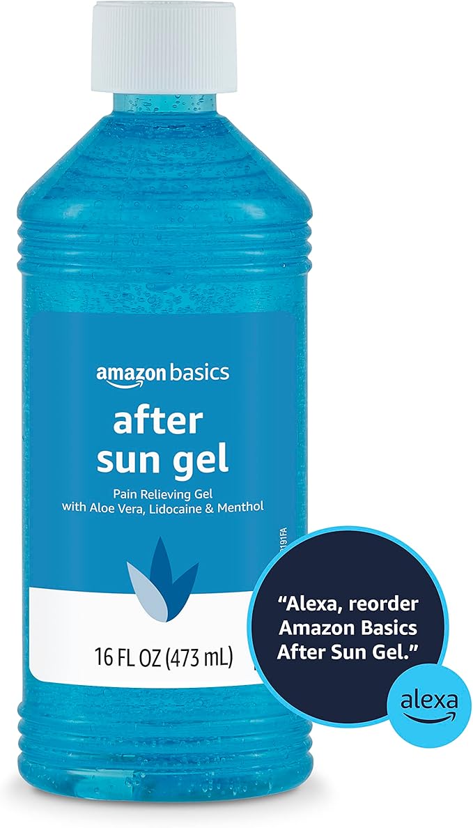 Amazon Brand - Solimo After Sun Gel with Aloe, Lidocaine and Menthol, 16 Fluid Ounce (1 Pack)