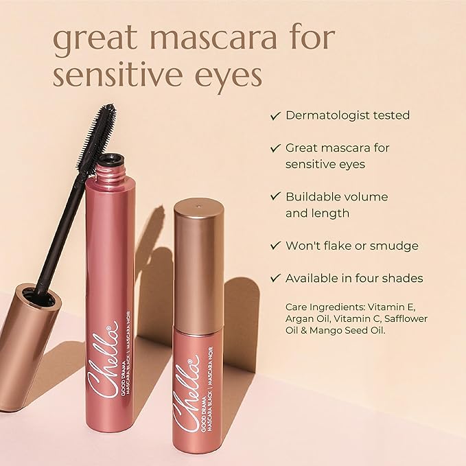 Chella Good Drama Vegan Mascara, 0.33 Fl. Oz (Burgundy)