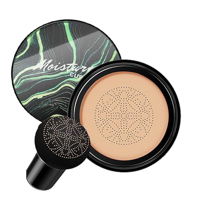 Air Cushion CC Cream Mushroom Head Foundation,BB Cream Makeup Foundation,Moisturizing Concealer,Long Lasting Full Coverage Waterproof,Even Skin Tone for All Skin Types (2# Natural, 20g)