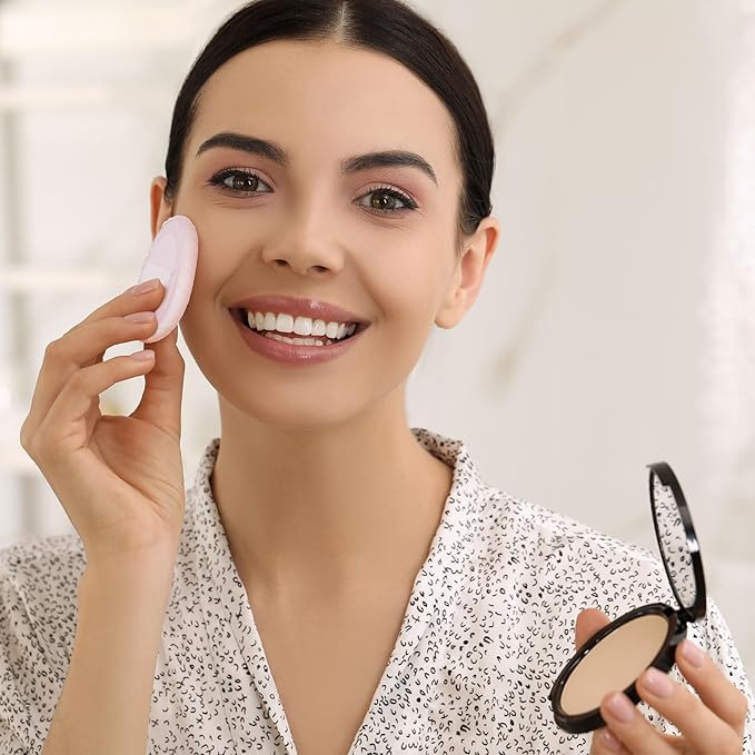 12 Pack 60mm Round Powder Puffs for Foundation Makeup Applicators, Soft Cotton Skin-Friendly Face Powder Sponge Velour Velet Puffs Pads for Cream Cosmetics- Pink