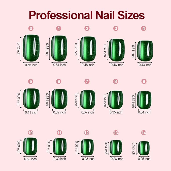 Cat Eye Press on Nails Short Square, 300Pcs Soft Gel Fake Nails, Glossy Glitter Cat Eye Nail Tips for Women and Girls Stick On Nails in 15 Sizes