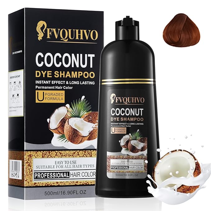 Dark Brown Hair Dye Shampoo, Hair Color Shampoo for Women Men, Covers Gray in Minutes, Coconut Dye Shampoo, Long Lasting Brown Hair Dye, Champu Para Canas, Easy to Apply 16.90 Fl Oz
