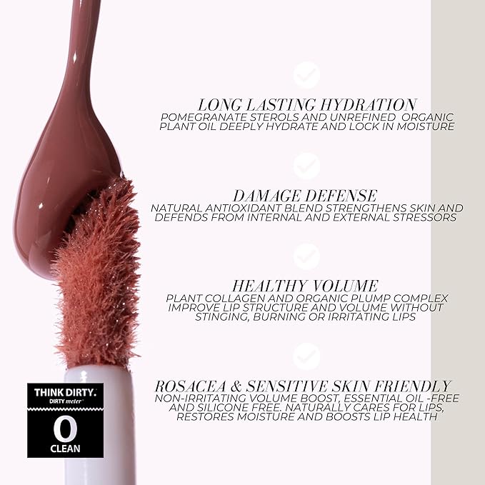 FITGLOW Beauty Lip Colour Serum | Hydrating Lip Gloss | Plumping Anti-Aging Lip Treatment | Natural Shine with Pomegranate Sterols & Collagen | Buildable Color for Dry Chapped Lips | Kind - 10g