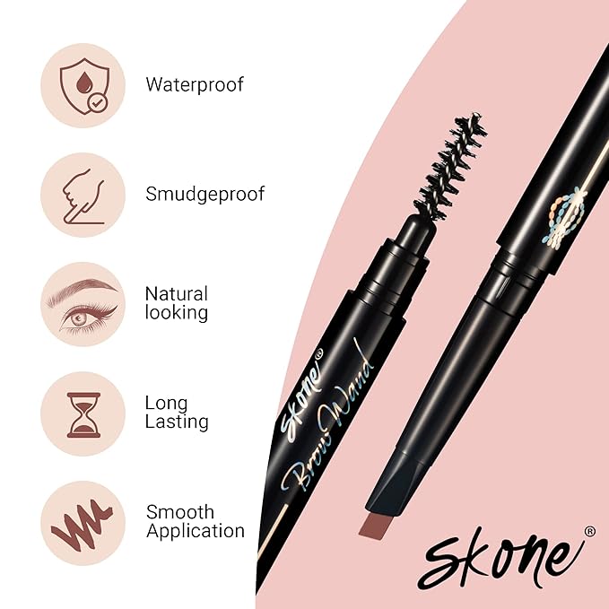 Skone Cosmetics The Original Brow Wand Eyebrow Pencil with Brush - Dual-Sided Retractable Waterproof Long-Lasting Brown Eye Brow Pencils for Women with Sleek Eyebrows - Cinnamon for Redheads