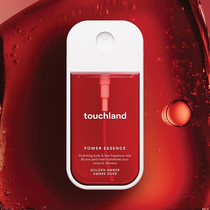 Touchland Power Essence Hydrating Body & Hair Fragrance, Golden Amber, 2 FL. OZ. Travel Size Body Mist