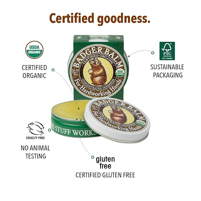 Badger Healing Balm, Hard Working Hands Cream, Organic Hand Cream for Dry Cracked Hands, Long Lasting Hand Moisturizer/Dry Hands Treatment, .75 oz Tin, 3-Pack