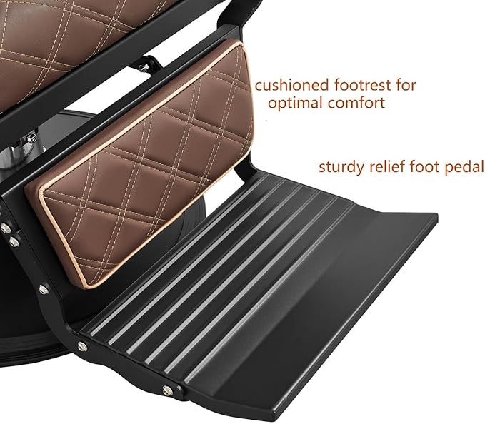 Kaleurrier Salon Chair for Hair Stylist: Heavy Duty Barber Chairs with headrest and footrest - Reclining Hair Styling Chair for Salon Station Barbershop Tattoo Shop Home Hair Cut Massage Brown