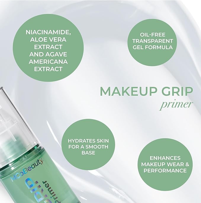 MCoBeauty - Grip Primer - Gel Base with Moisturising Ingredients - Contains Aloe Vera, Niacinamide and More - Smooths Skin for Long-Lasting Makeup - Face Primer