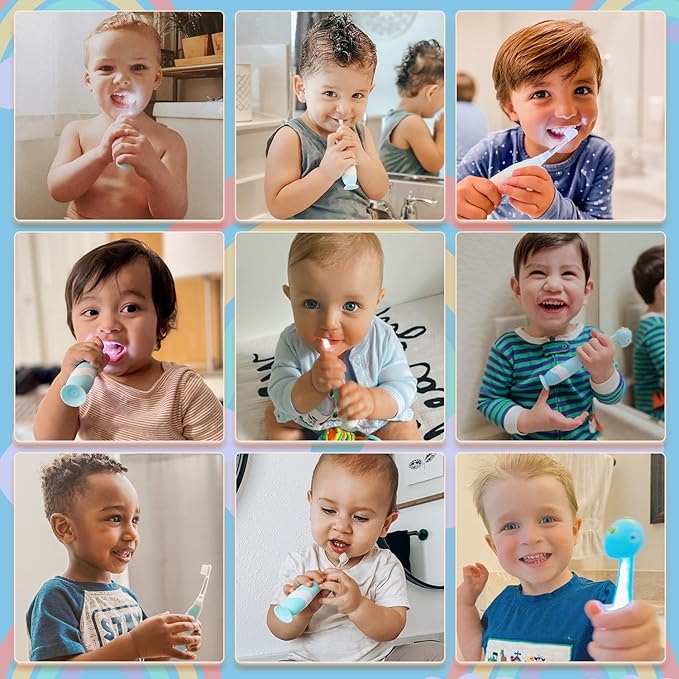 Papablic Toddler Sonic Electric Kids Toothbrush for Ages 1-3 Years, Baby Electric Toothbrush with Cute Penguin Cover and Smart LED Timer, 2 Brush Heads (Pippin)