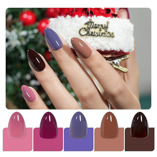 Jofay Fashion Almond Square Fake Nails: Winter Acrylic Press Ons, 16 Sizes, Full Cover Stick On, Reusable Glue On False Nails