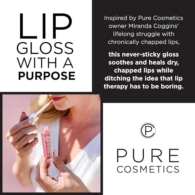 Pure Illumination Light-Up Lip Gloss with LED-Lit Applicator Brush + Side Mirror, Non-Sticky, Moisturizing Hydrating Lip Glosses with Lanolin, Jojoba Oil, & Vitamin E, In the Buff
