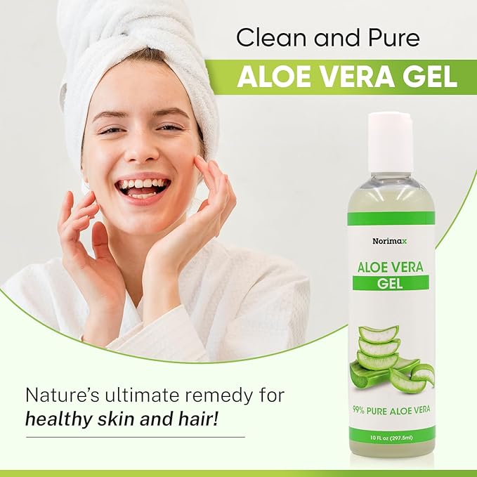 Natural Aloe Vera Gel for Hair, Scalp, Face, Dry Skin, Sunburn, & Sensitive Skin - Cold Pressed, Vegan, Unscented - Soothing Aloe Face Moisturizer (10 oz.)