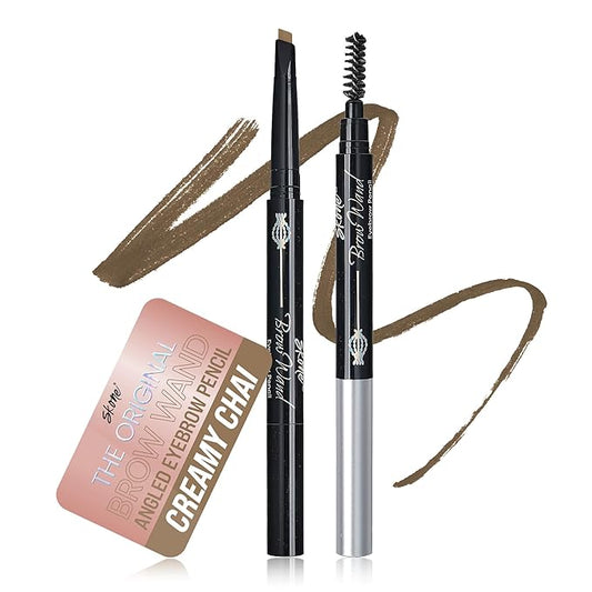 Skone Cosmetics The Original Brow Wand Eyebrow Pencil with Brush - Dual-Sided Retractable Waterproof Long-Lasting Brown Eye Brow Pencils for Women with Sleek Eyebrows - Creamy Chai For Gray Hair