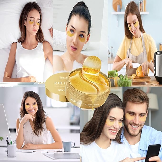 Under Eye Patches, Eye Mask, Eye Patches for Puffy Eyes and Dark Circles Reduce Eye Bags Fine Lines Smooth Wrinkle, Anti-Aging,Hydrating, 24K Gold Eye Skin care Pads with Collagen (60PCS)