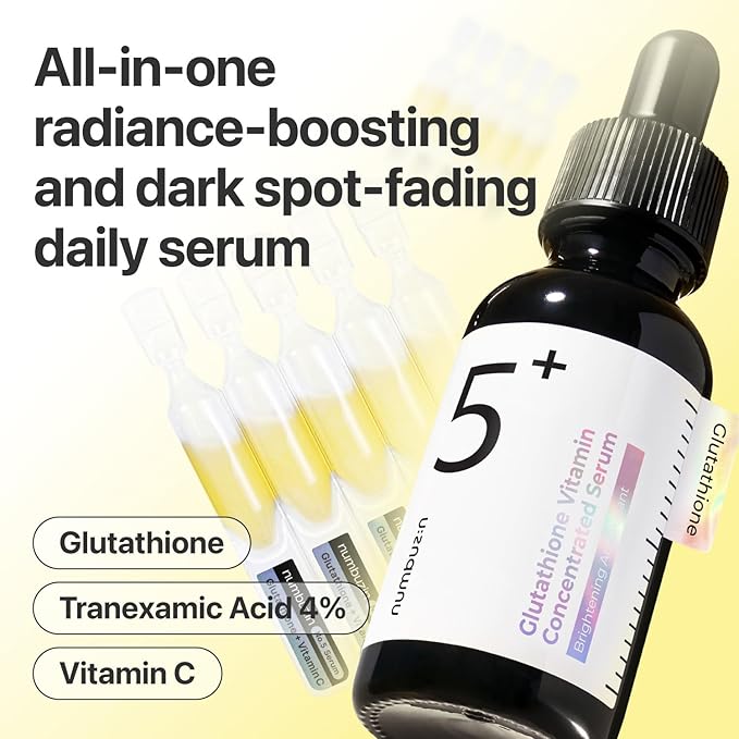 numbuzin No.5 Serum | Glutathione Vitamin Concentrated Serum 30ml Travel Set (+1ml*10ea) | Glutathione, Vitamin C, Tranexamic Acid | Hyperpigmentation, Acne Scars, Korean Skincare | 1.31 fl. oz.