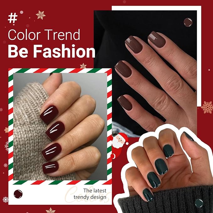 48Pcs Wine Red Press on Nails Short Square Fake Nails, Red Glue on Nails Gel Nails Press ons, Acrylic Nails Stick on False Nails for Women, Natural Handmade Thick Extra Short Nails Small Petite