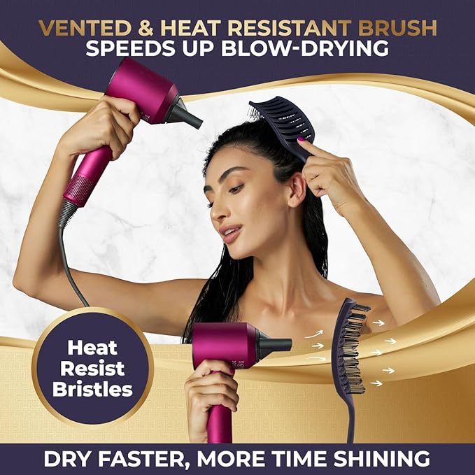 Vented Detangling Brush for Wet or Dry, Thick, Coily, and Curly Hair | Curved Vent Brush for Blow Drying