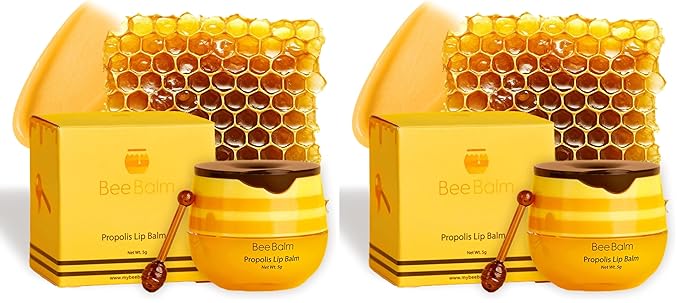 Original My Bee Balm Lip Balm - Propolis Hydrating Balm Honey Pot for Dry, Chapped & Cracked Lips with Propolis, Honey & Vitamin E - Soften, Smooth & Reduce Lip Lines (Pack of 2)
