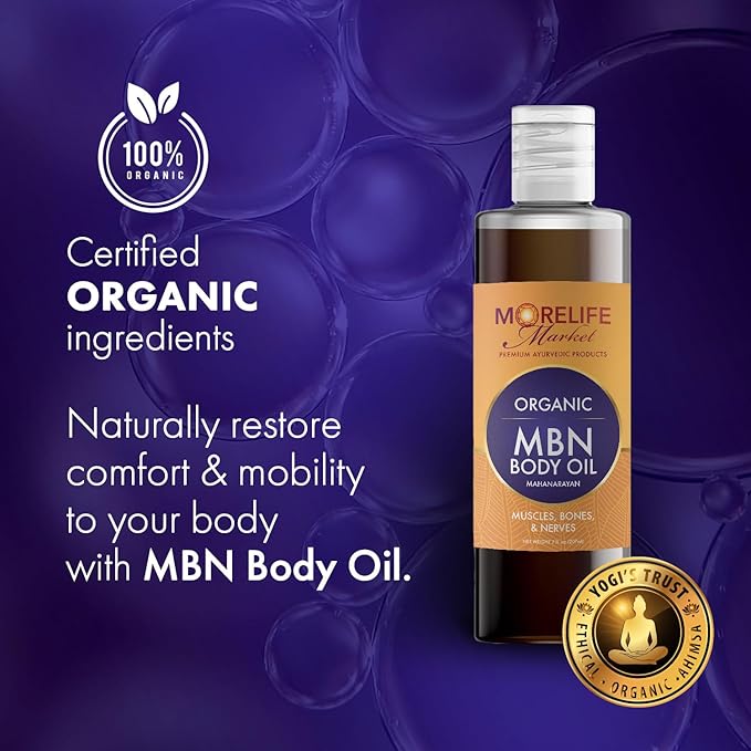 Premium MBN Body Oil for Pain Relief | Ayurvedic Mahanarayan Massage Oil for Muscle, Bone, Nerves & Joint Support with Organic Ashwagandha | Vata Balancing & Pain-Free Ritual – 7 fl oz