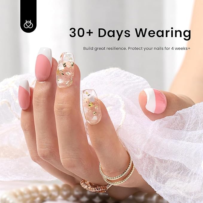 Beetles Builder Gel for Nails 0.51 OZ 8 in 1 Clear Nail Builder Strengthener Gel Enhancement Nail Gel Building Nail Apex for Beginners & DIY Salon Manicure