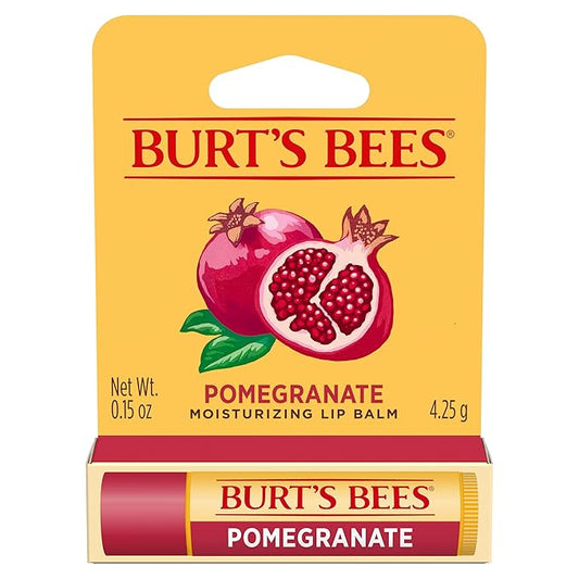 Burt's Bees Lip Balm, Pomegranate, Lip Moisturizer With Responsibly Sourced Beeswax, Tint-Free, Natural Conditioning Treatment, 1 Tube, 0.15 oz.