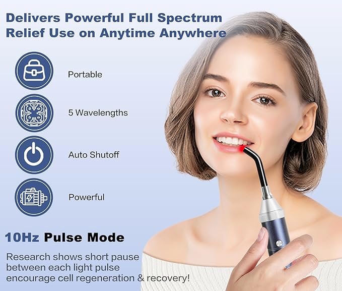 Infrared Red Light Therapy Device for Joints & Muscles Pain Relief, 460:630:660:850:900nm Cold Sore Canker Fever Treat, Portable Near Infrared Wand for Face & Body Mouth Nose Effective 2 in 1 Modes