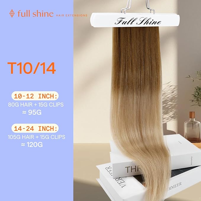 Full Shine Human Hair Extensions Clip ins Balayage Blonde 22 Inch Human Hair Clip in Extensions Golden Brown Ombre Remy Hair Extensions for Fine Hair 7 Pcs 120 G