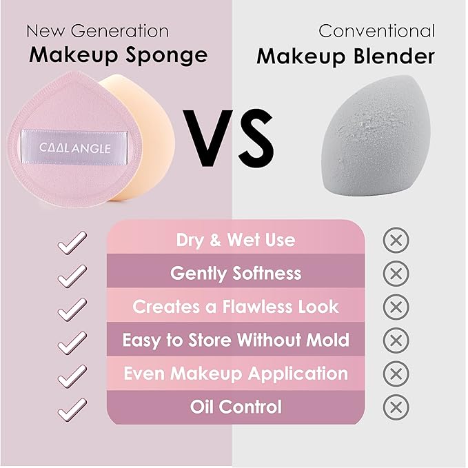 5Pcs Pale Pink Makeup Sponge For Foundation Concealer And Powder, Latex free Blender Sponge For Natural And Easy Makeup Soft Long-lasting And Beginner-friendly, Medium