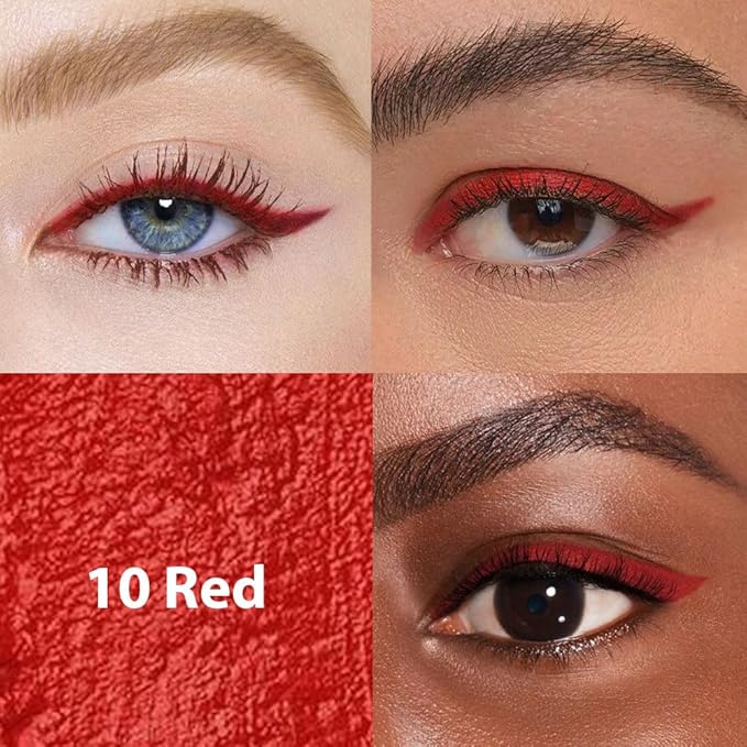 Kaely Red Waterline Pencil Eyeliner, Sharpenable Multi-Use Gel Eyeliner Pencil, Eye Liner Waterproof Smudge proof, Smooth Eye Makeup Liners, delineador de ojos contra el agua, 10