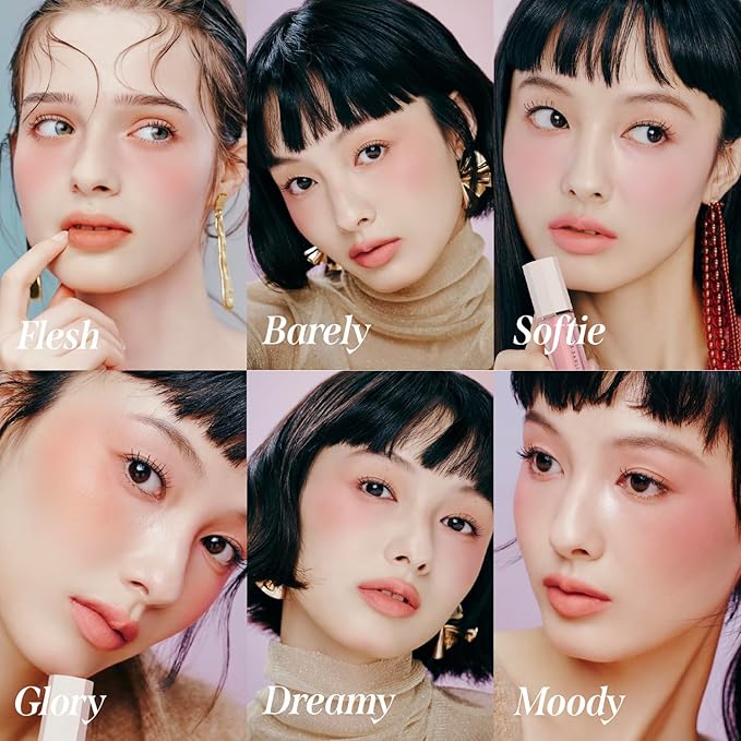 DEARDAHLIA Petal Drop Blush (Flesh) - Vegan Weightless Liquid Blush with Long-lasting Pigment, Buildable and Skincare-Infused Fomula. Natural Flush, and Dewy Finish. Korean Makeup for Cheeks. 0.14 oz