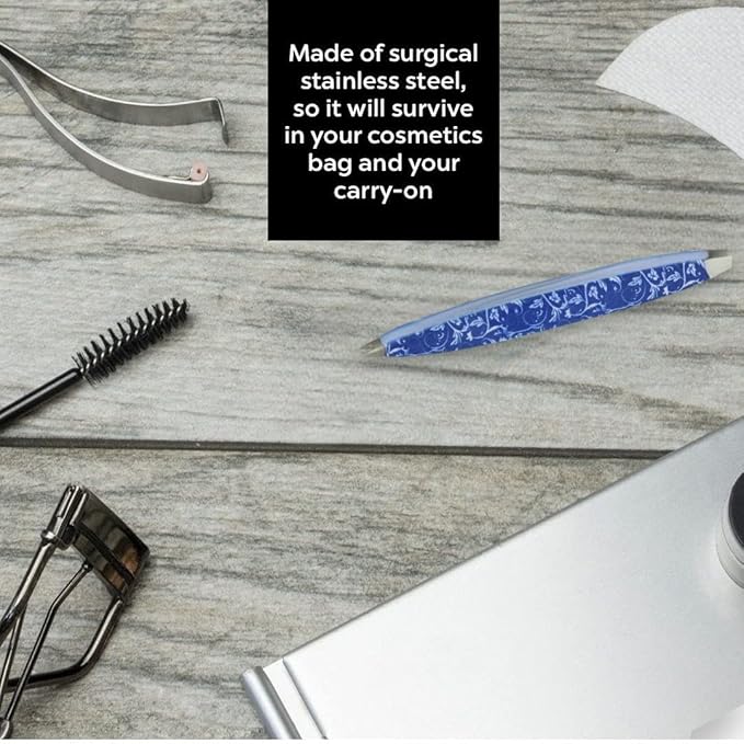 F.A.R.A.H Z-Tweeze Professional Stainless Steel Dual Ended Precision Tweezers - Aurora Collection (Blue Vine)