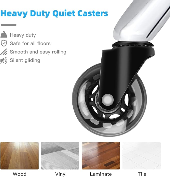 Rolling Stool with Wheels 400lbs Weight Capacity,Heavy Duty Lash Chair Adjustable for Tatoo Lab Massage Salon Spa Drafting Nail Teach,360 Swivel,Leather,Thick Seat Padding (Blue)