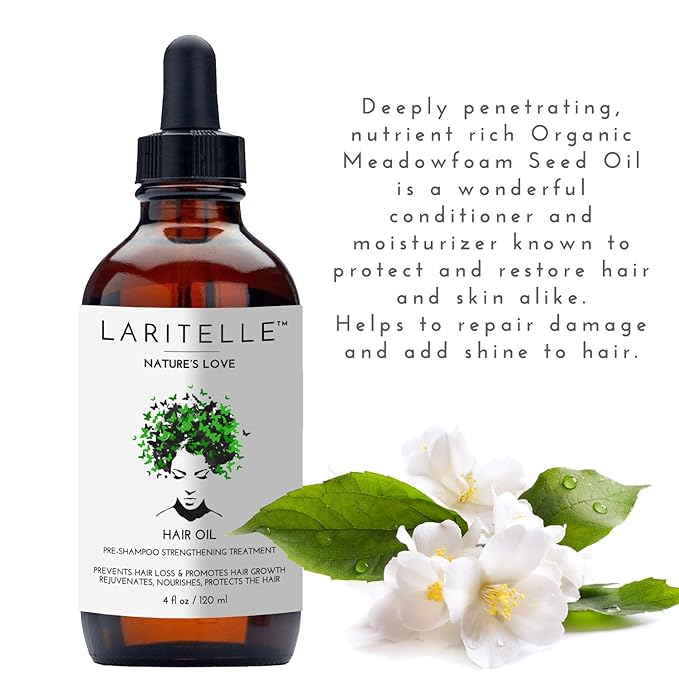 Laritelle Organic Hair Growth Treatment – Nature’s Love – 4 oz – Botanical Oil Blend for Follicle Stimulation & Scalp Renewal – Made in USA