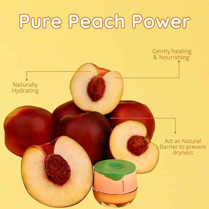 Original My Bee Balm Lip Balm - Peach Hydrating Balm Honey Pot for Dry, Chapped & Cracked Lips with Propolis, Honey & Vitamin E - Soften, Smooth & Reduce Lip Lines (Pack of 2)