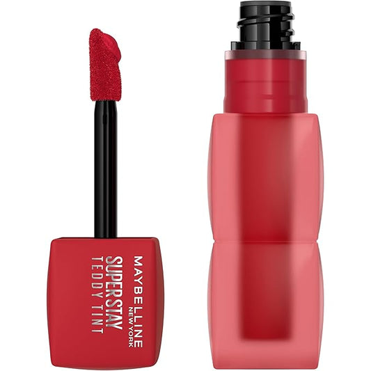 MAYBELLINE Super Stay Teddy Lip Tint, Long Lasting Matte Lipstick for Up To 12HR Wear, Tomato Girl, 1 Count