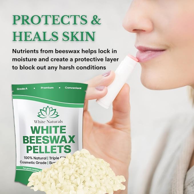White Beeswax Pellets 8 oz, Pure, Naturals