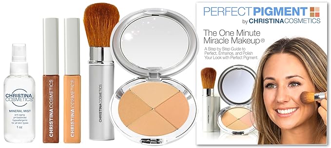 Christina Cosmetics Perfect Pigment 2: The 1 Minute Miracle Makeup! Full size 5 pc Kit - For Olive to Tan complexions