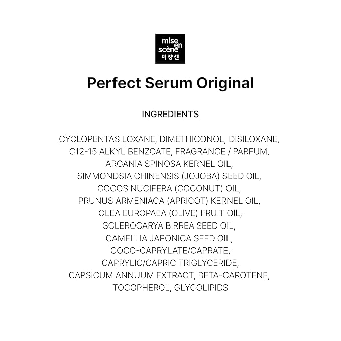 Mise En Scene Perfect Serum Original Bigger Size - Hair Oil for Frizzy & Dry Hair, Hydration and Nutrition Hair Essence for Damage Care, Floral Fragrance, Korean Hair Care Product, 3.71 Fl Oz.